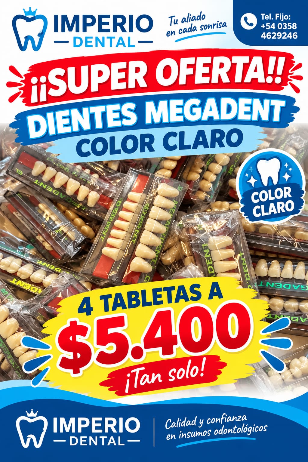 OFERTA TABLETAS DIENTES ACRILICO MEGA 4X3