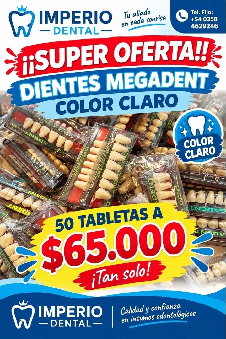 OFERTA TABLETAS DIENTES ACRILICO MEGA X50