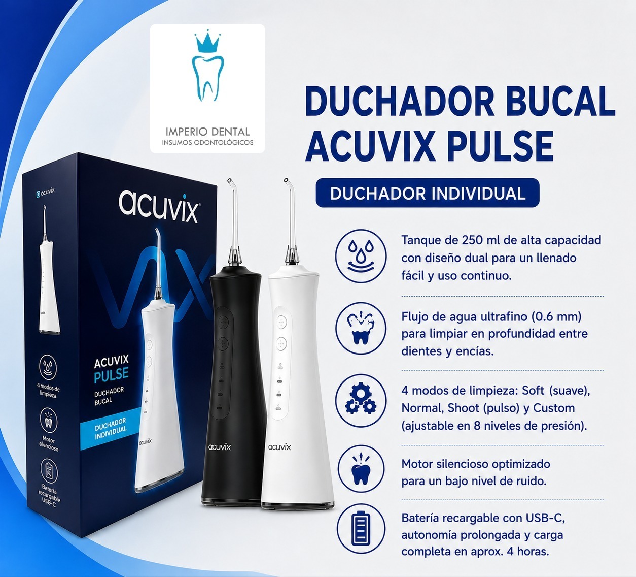 DUCHADOR BUCAL IRRIGADOR ACUVIX PULSE INDIVIDUAL