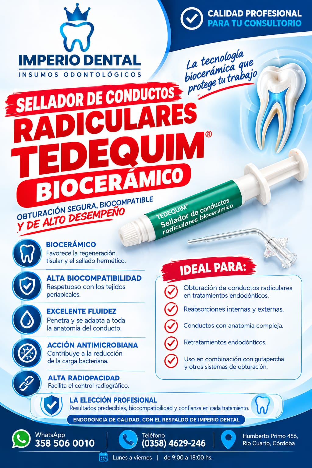 CEMENTO BIOCERAMICO DE OBTURACION SILICATO DE CALCIO TEDEQUIM