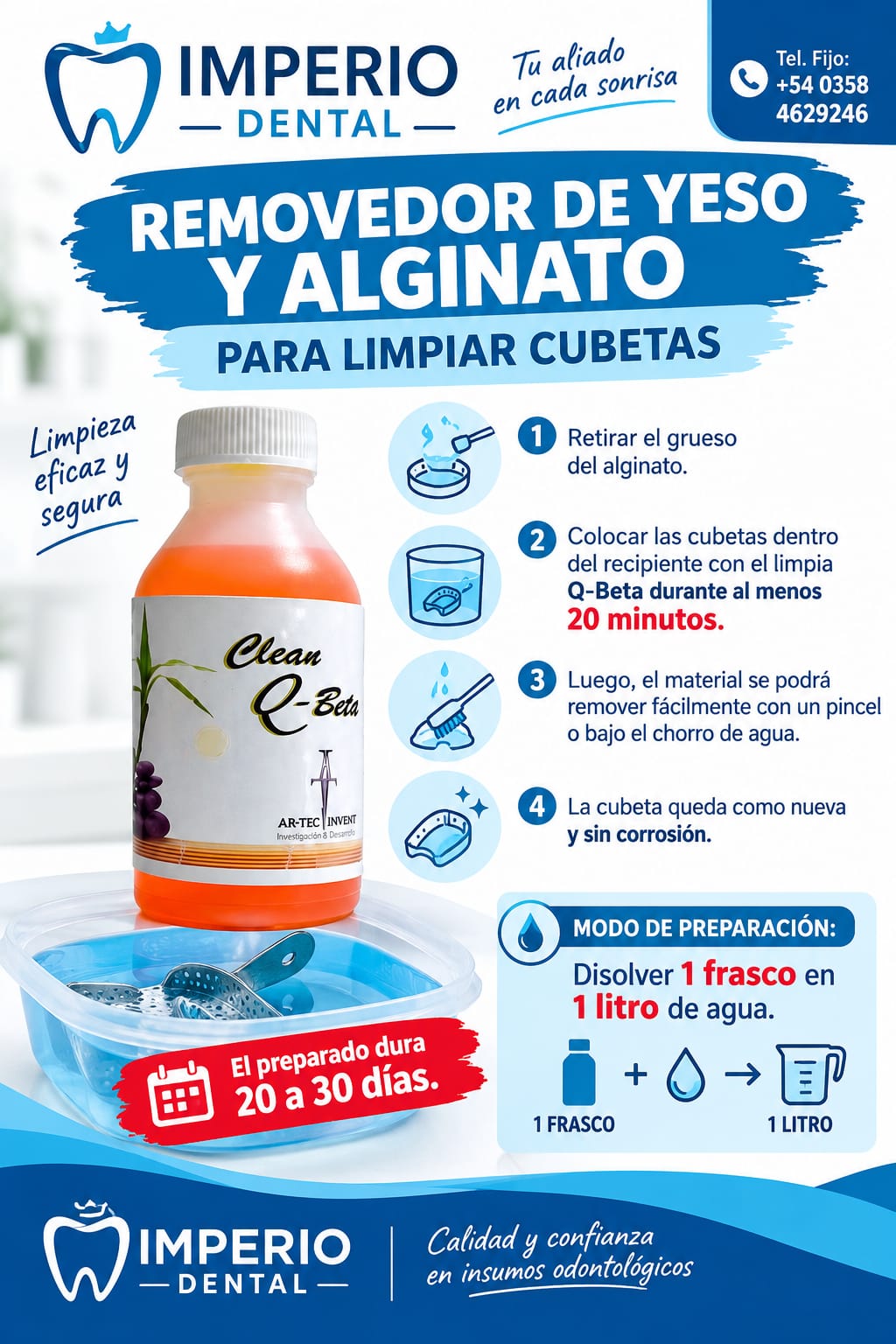 REMOVEDOR DE YESO Y ALGINATO P/LIMPIAR CUBETAS